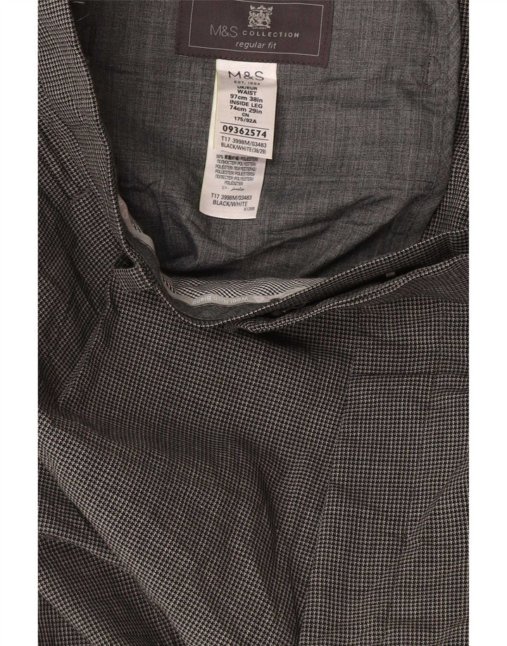 Ανδρικό ίσιο παντελόνι Marks & Spencer W38 L29 Grey Houndstooth