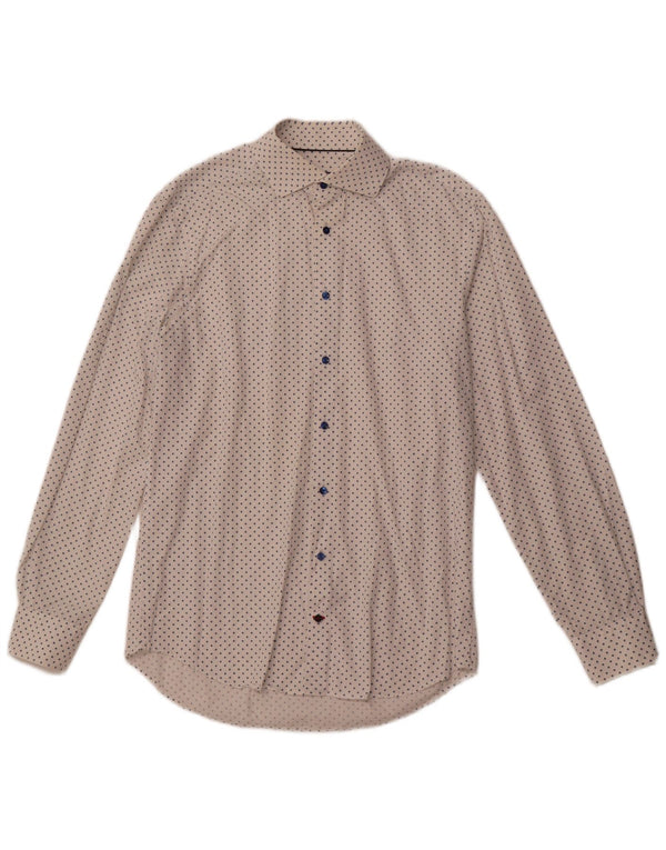 TOMMY HILFIGER Ανδρικό πουκάμισο προσαρμοσμένο σε μέγεθος 39 15 1/2 Μεσαίο λευκό γεωμετρικό