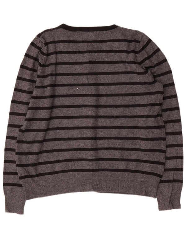 MARKS & SPENCER Γυναικείο πουλόβερ Crop Cardigan UK 14 Medium Grey ριγέ