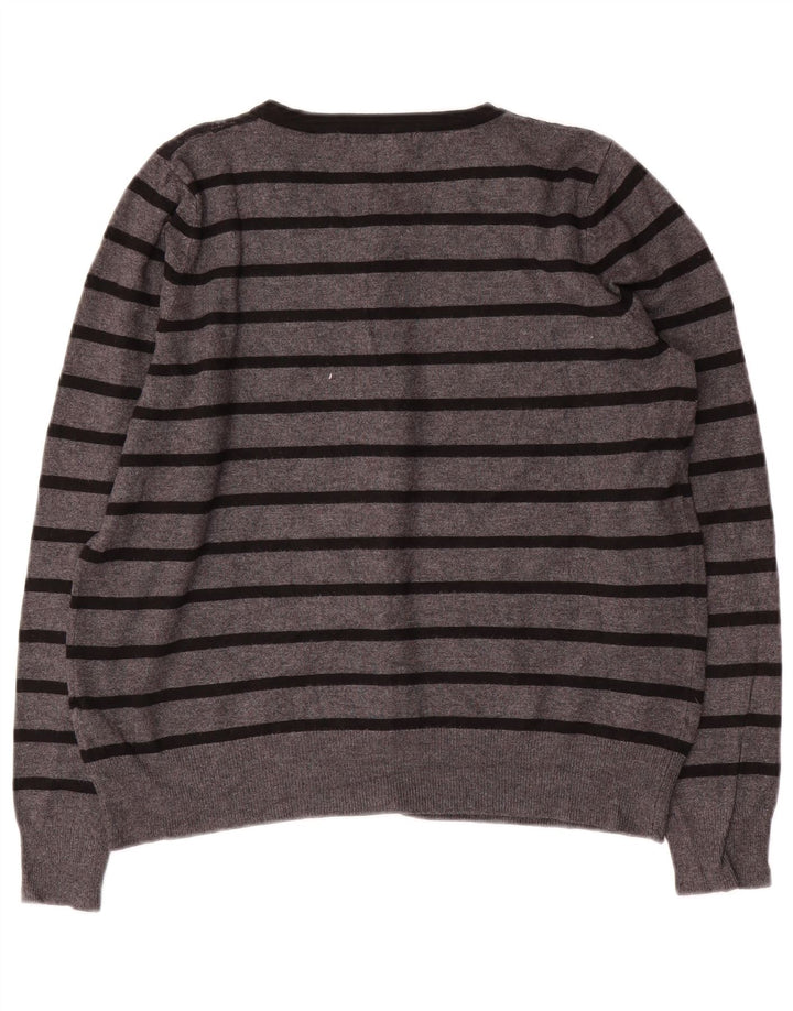 MARKS & SPENCER Γυναικείο πουλόβερ Crop Cardigan UK 14 Medium Grey ριγέ