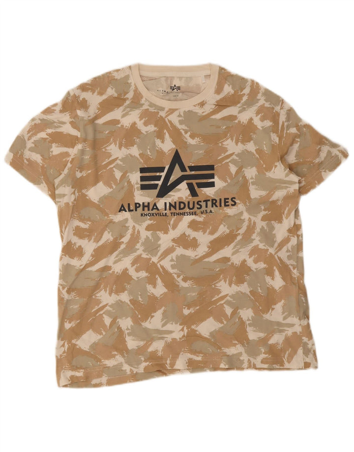 Ανδρικό γραφικό μπλουζάκι Alpha Industries Top Medium Beige Γεωμετρικό