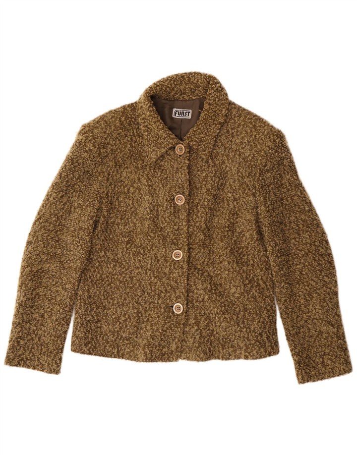 Vintage γυναικείο σακάκι με 4 κουμπιά σακάκι UK 14 μεσαίο ακρυλικό χακί