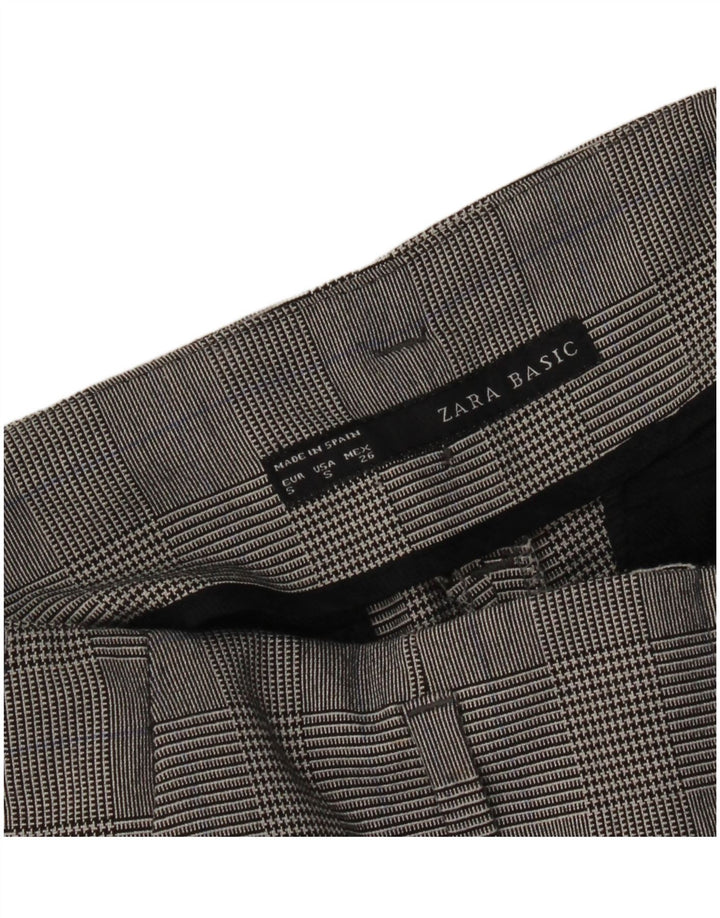 Zara Γυναικείο Slim Cropped Παντελόνι Small W26 L25 Grey Houndstooth