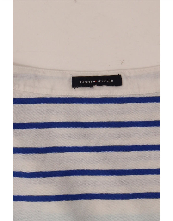 TOMMY HILFIGER Γυναικείο τοπ 3/4 με μανίκια UK 12 μεσαία μπλε ριγέ