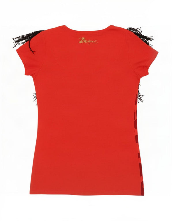 Γυναικείο γραφικό μπλουζάκι Desigual Top UK 12 Medium Red Geometric