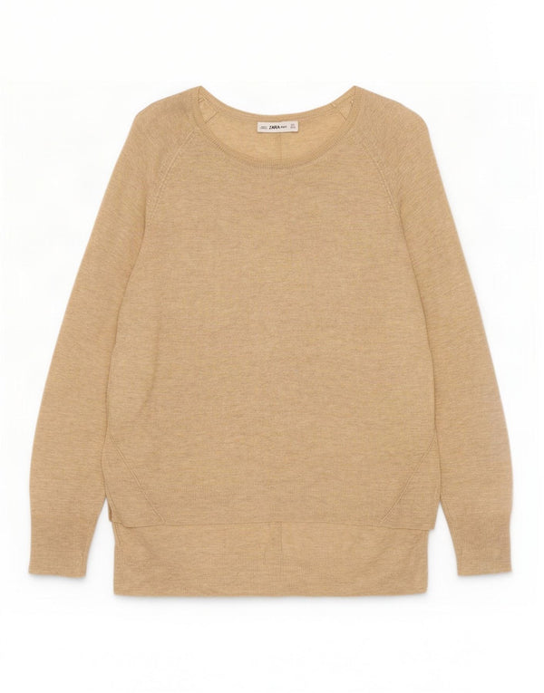 Zara Γυναικείο πουλόβερ με λαιμόκαυστο UK 14 Large Beige Flecked