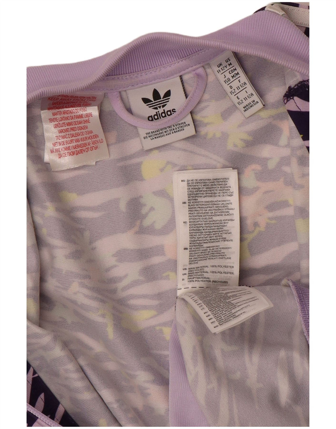 Κορίτσια αθλητική φόρμα ADIDAS Top μπουφάν 11-12 ετών Purple Animal Print