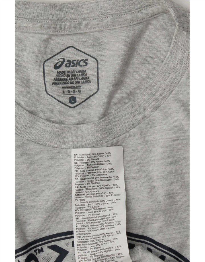 Ανδρικό γραφικό μπλουζάκι Asics Top μεγάλο γκρι βαμβακερό