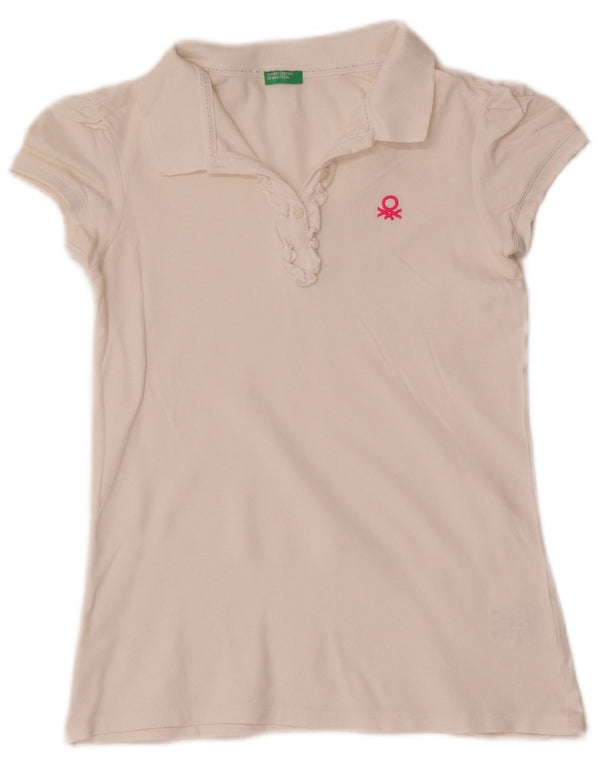 Benetton Girls Polo πουκάμισο 11-12 ετών 2XL Λευκό βαμβακερό