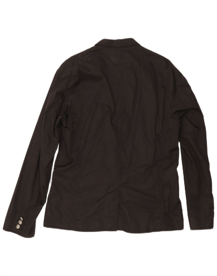 Guess Mens 1 Button Blazer Jacket UK 42 XL Black Cotton