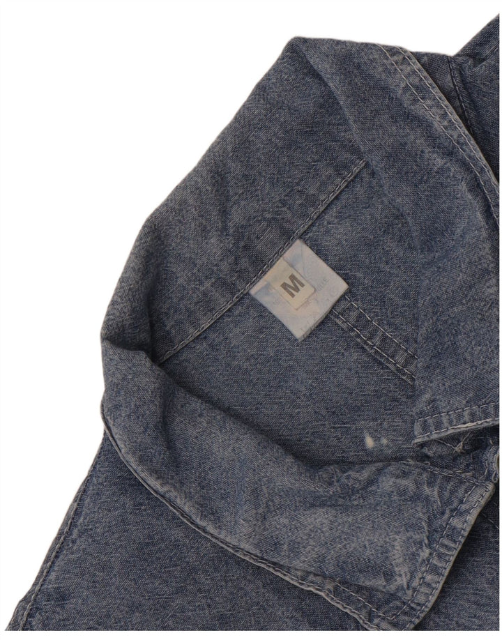 Vintage γυναικείο oversized τζιν πουκάμισο UK 14 μεσαίο μπλε βαμβακερό