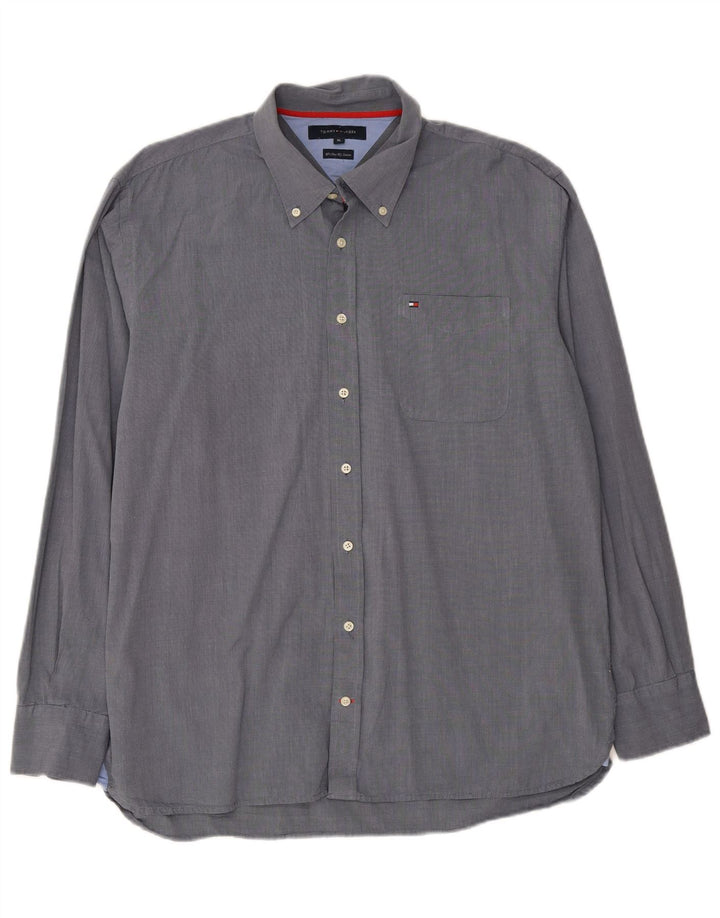 TOMMY HILFIGER Mens Shirt XL Navy Blue Cotton