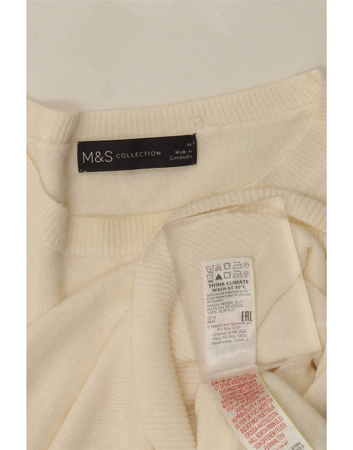 Marks & Spencer Γυναικείο πουλόβερ με λαιμόκοψη UK 14 Medium Off White