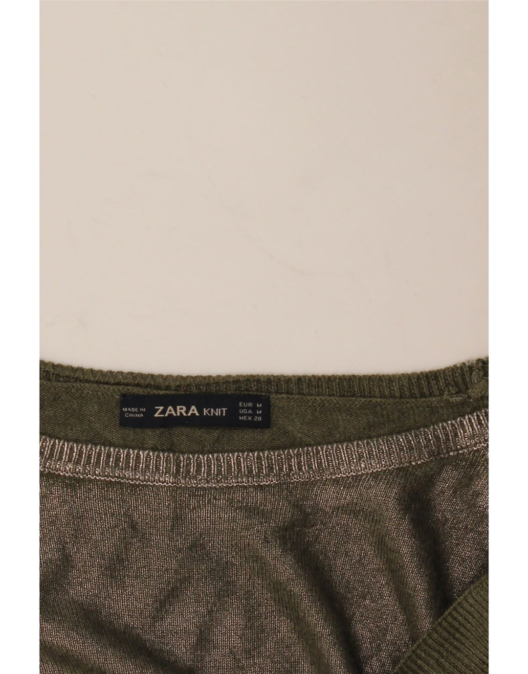 Zara Γυναικείο πουλόβερ με λαιμόκαυστο UK 14 Medium Khaki