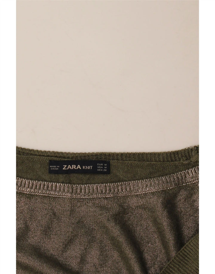 Zara Γυναικείο πουλόβερ με λαιμόκαυστο UK 14 Medium Khaki