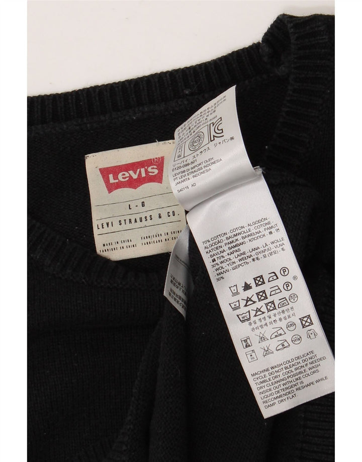 Ανδρικό πουλόβερ Levi's Crew Neck Jumper μεγάλο μαύρο βαμβακερό