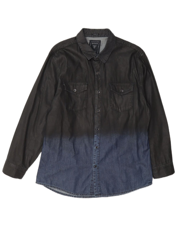 Ανδρικό τζιν πουκάμισο Guess Slim Fit UK 40 μεσαίο γκρι βαμβακερό χρώμα