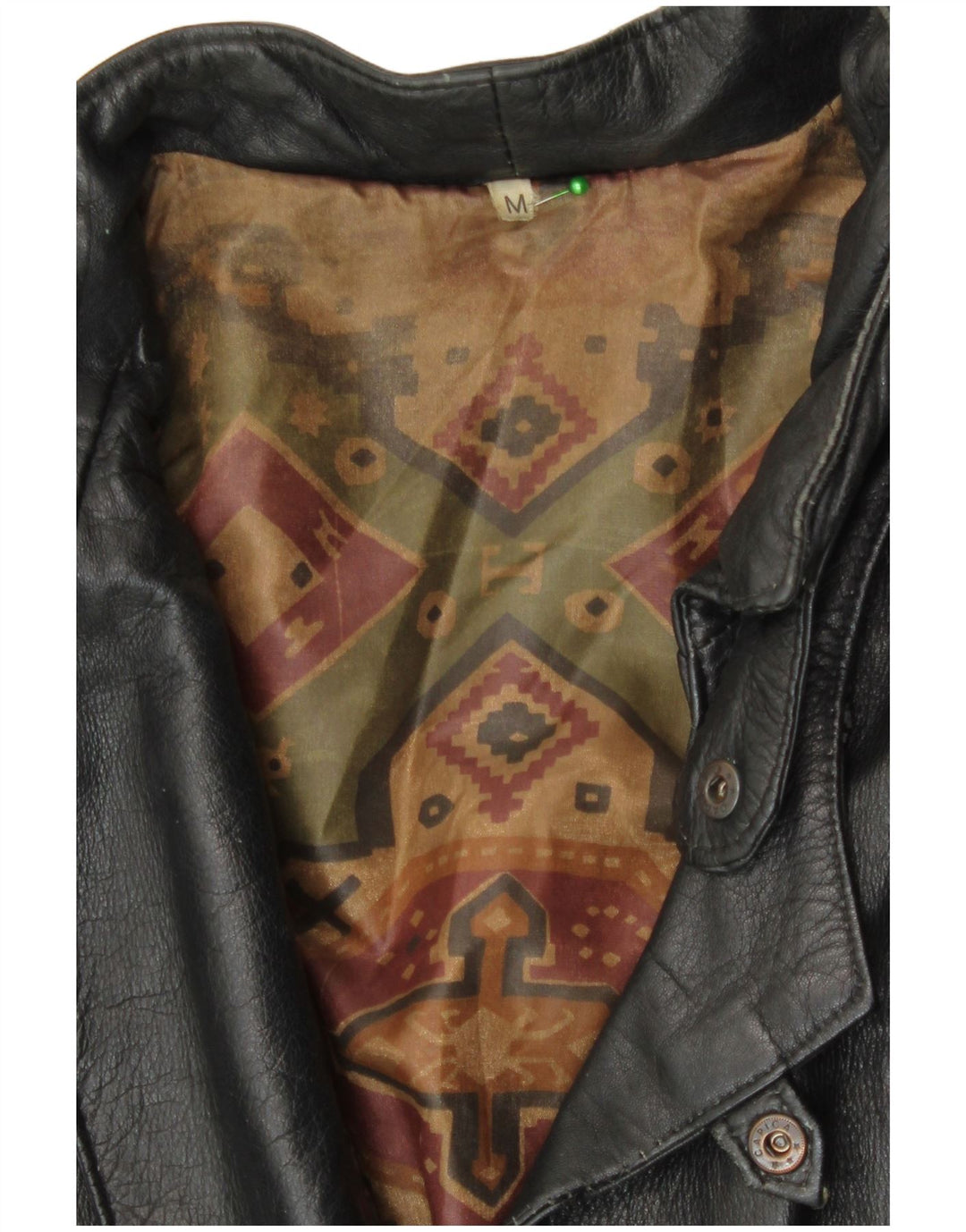 Vintage Γυναικείο Loose Fit Δερμάτινο Μπουφάν UK 14 Medium Μαύρο