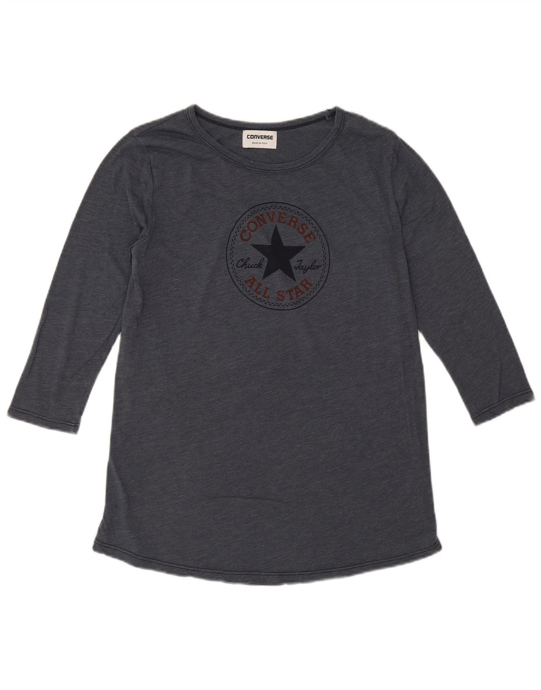 Converse Γυναικείο γραφικό τοπ 3/4 μανίκι UK 14 μεσαίο γκρι βαμβακερό