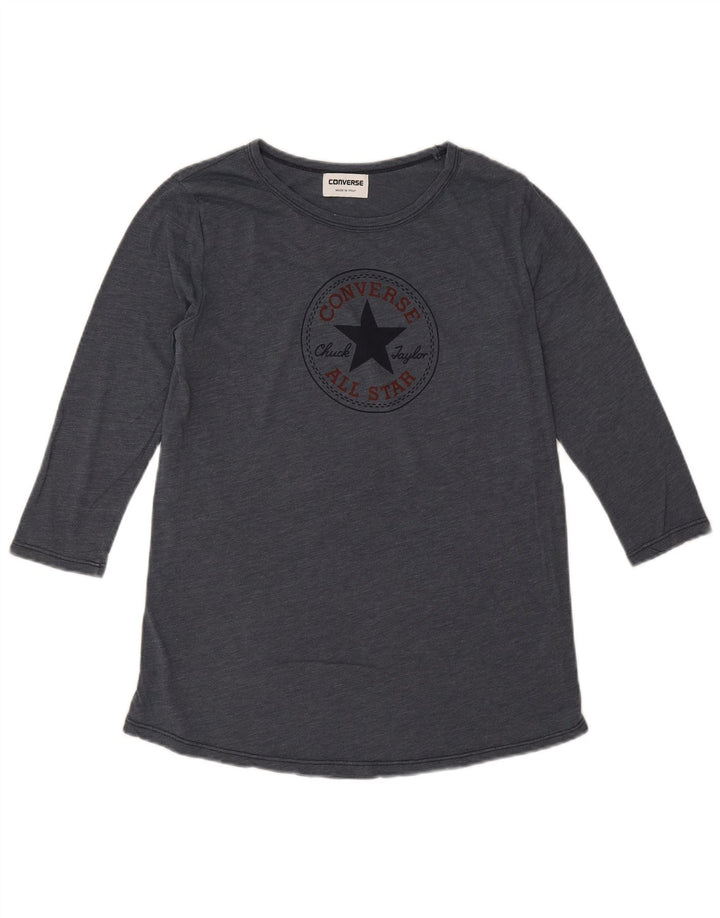 Converse Γυναικείο γραφικό τοπ 3/4 μανίκι UK 14 μεσαίο γκρι βαμβακερό