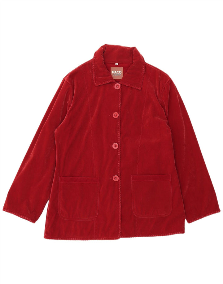 Paco Γυναικείο Φλις Παλτό UK 16 Μεγάλο Κόκκινο Πολυεστέρας