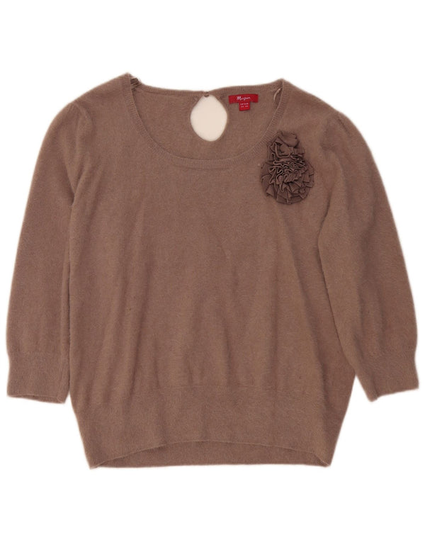 Γυναικείο MONSOON 3/4 μανίκι πουλόβερ με λαιμόκοψη UK 22 3XL Μπεζ φλοράλ