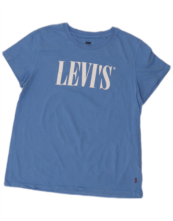Γυναικείο γραφικό μπλουζάκι LEVI'S Top UK 14 μεγάλο μπλε βαμβακερό