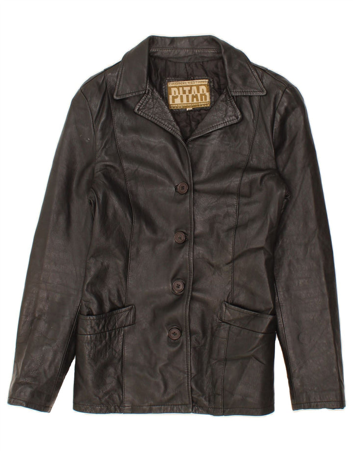 VINTAGE Womens Leather Jacket IT 46 Large Black Leather Vintage Vintage and Second-Hand Vintage from Messina Hembry 