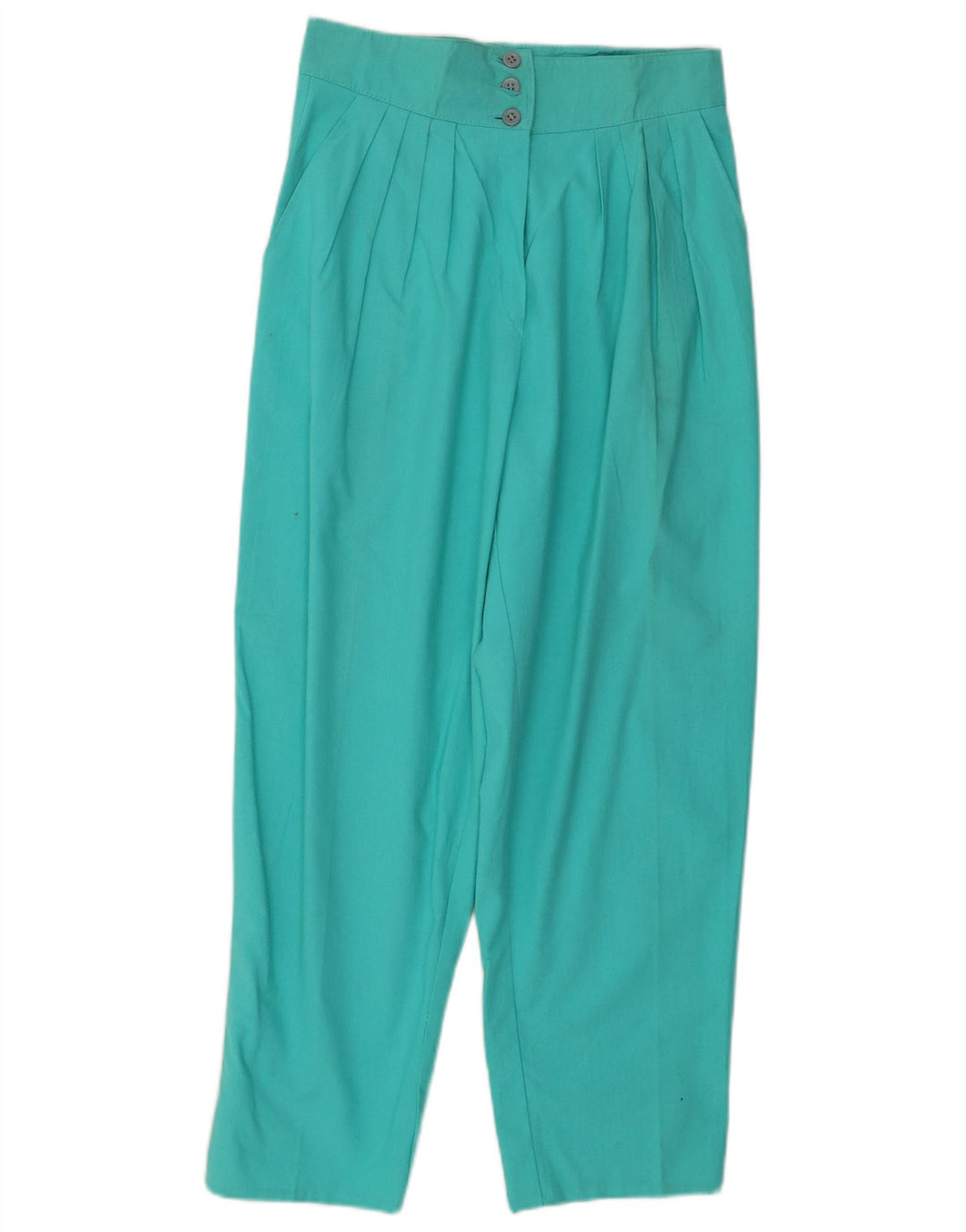 VINTAGE Γυναικείο ψηλόμεσο παντελόνι Chino W28 L27 Τυρκουάζ βαμβακερό