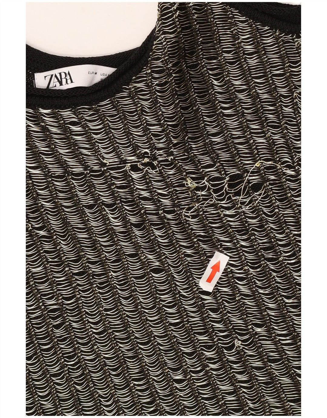 Zara Γυναικείο γιλέκο Crop UK 12 μεσαία μαύρη ριγέ βισκόζη