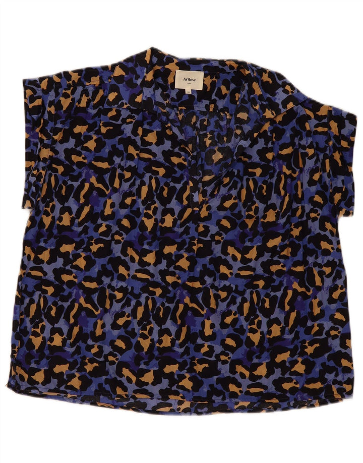 Vintage γυναικεία υπερμεγέθη μπλούζα Top EU 36 Small Blue Animal Print Βαμβακερό