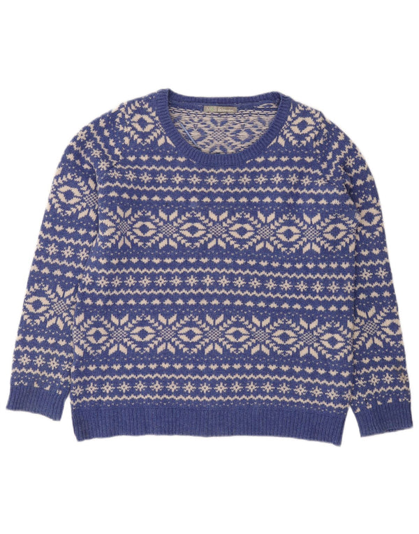 Marks & Spencer Γυναικείο πουλόβερ με λαιμό σκάφος UK 14 Large Blue Fair Isle