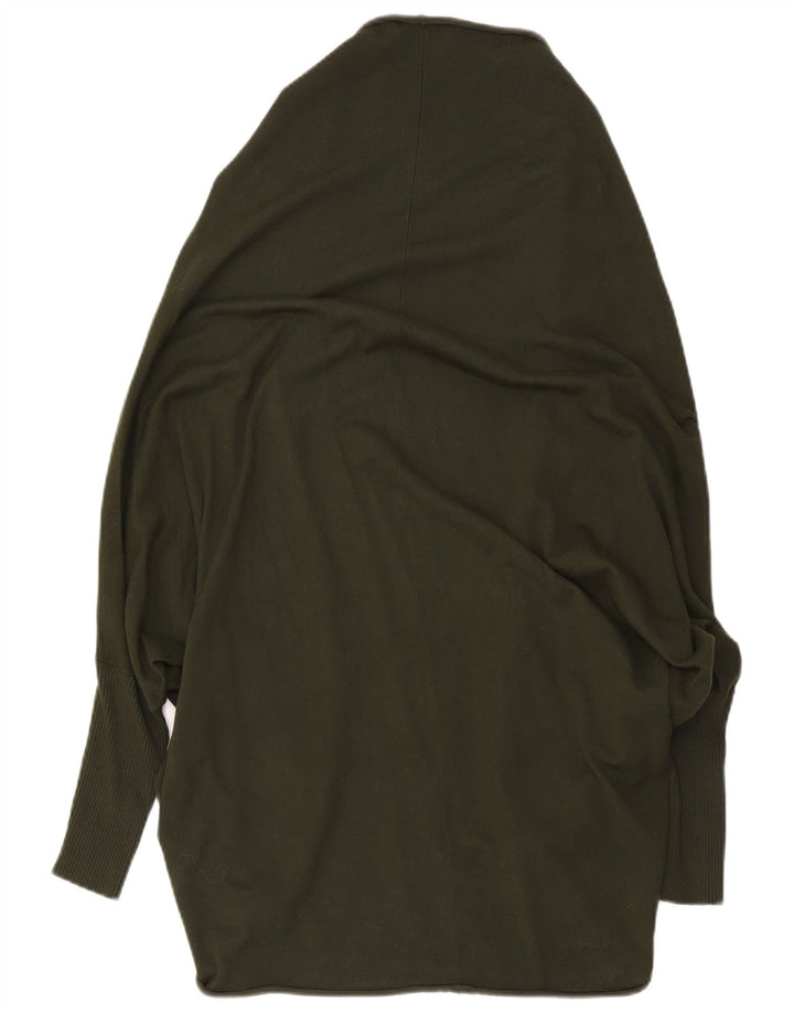 Zara Γυναικείο Longline Open Cardigan πουλόβερ UK 14 Medium Khaki