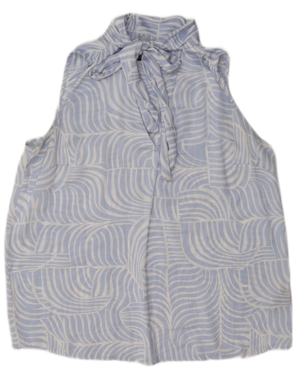 Marks & Spencer Γυναικεία Αμάνικη Μπλούζα Τοπ UK 14 Large Blue Geometric
