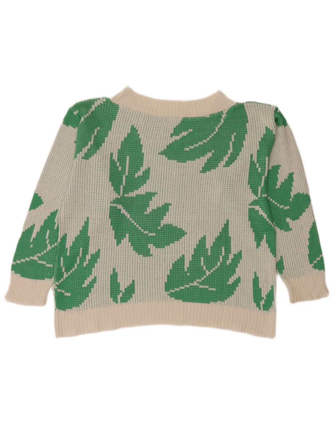 Vintage γυναικείο Crop Boat Neck Jumper UK 10 Small White Acrylic