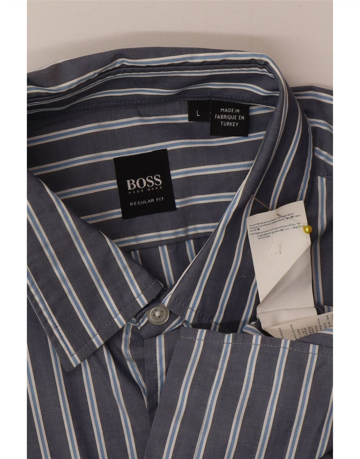 Ανδρικό πουκάμισο Hugo Boss με κανονική εφαρμογή, μεγάλο μπλε ριγέ βαμβακερό