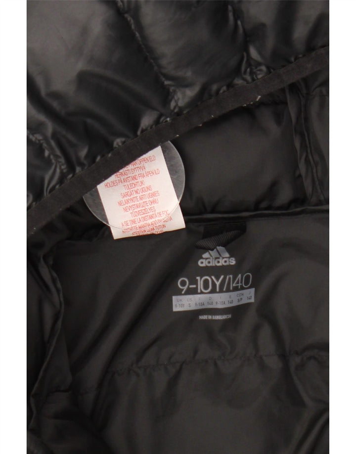 Μπουφάν με κουκούλα ADIDAS για αγόρια με επένδυση 9-10 ετών μαύρο πολυεστέρα