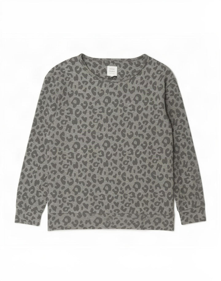 John Lewis Γυναικεία φούτερ Jumper UK 14 Medium Grey Animal print