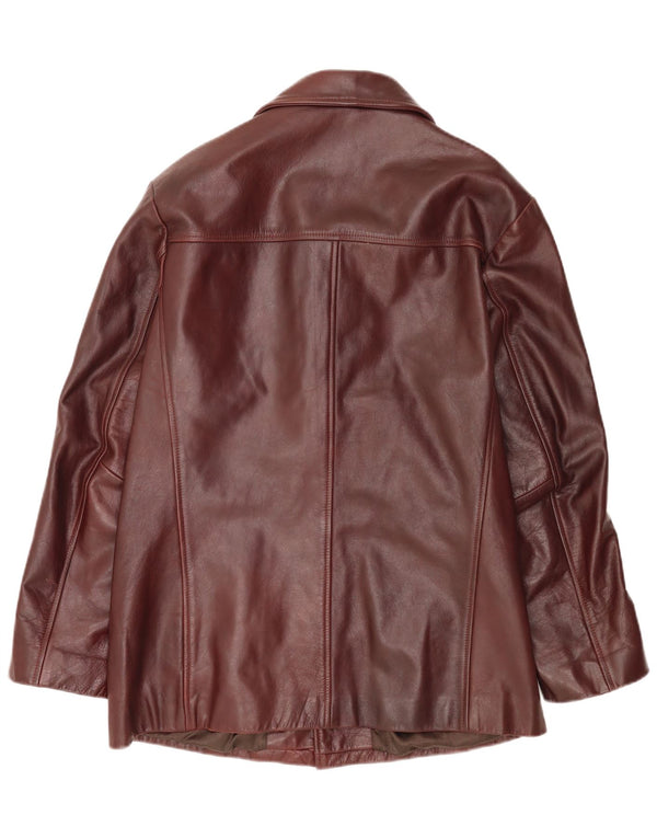 MONTANA Ανδρικό δερμάτινο σακάκι με 4 κουμπιά UK 42 μεγάλο δέρμα μπορντό