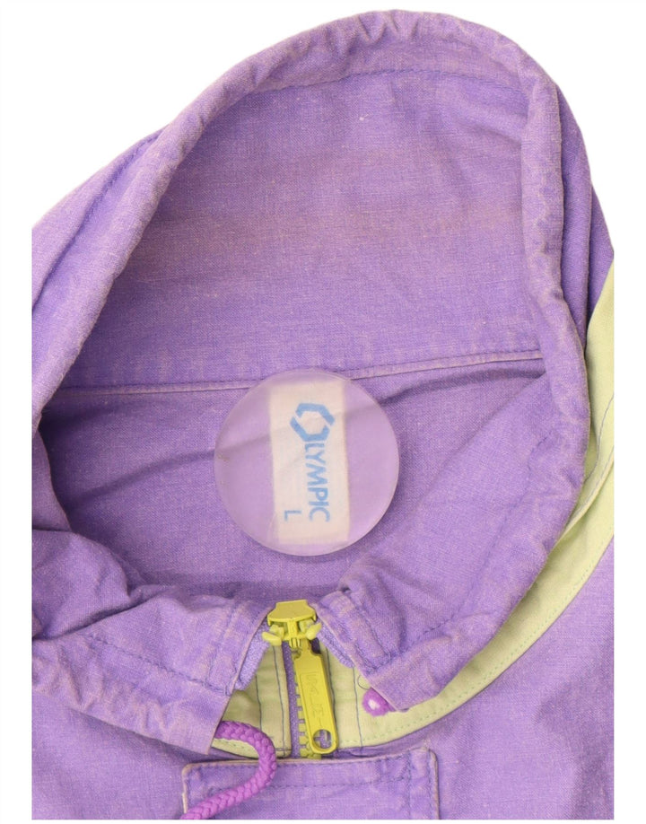 Vintage Ανδρικό Bomber Jacket UK 40 Large Purple Cotton