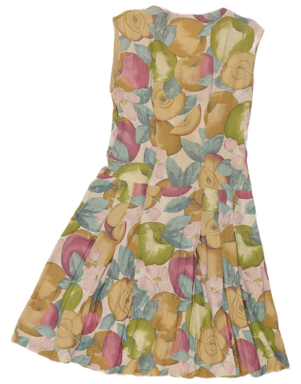 Vintage γυναικείο αμάνικο φόρεμα A-Line UK 12 Medium πολύχρωμο Floral