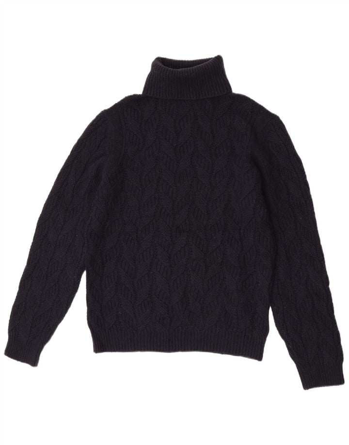 Massimo Dutti γυναικείο πουλόβερ με ρολό λαιμόκοψη UK 14 μεσαίου μπλε μαλλί