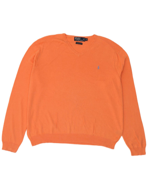 Polo Ralph Lauren Ανδρικό πουλόβερ με λαιμόκοψη 2XL πορτοκαλί βαμβακερό