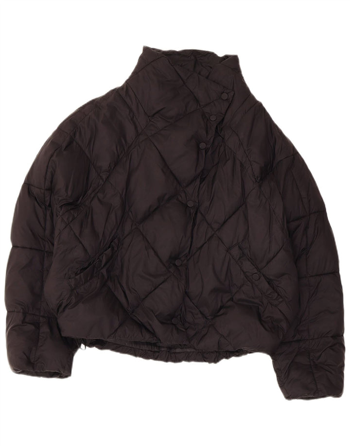 Zara Γυναικείο Crop Oversized Jacket UK 14 Medium Black Polyester