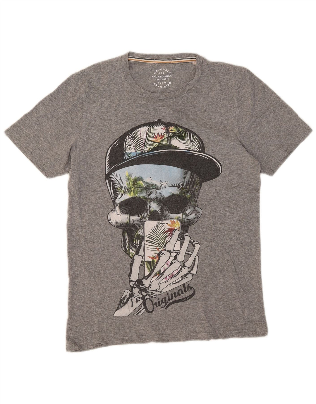 Ανδρικό γραφικό μπλουζάκι JACK & JONES Top Small Grey Flecked
