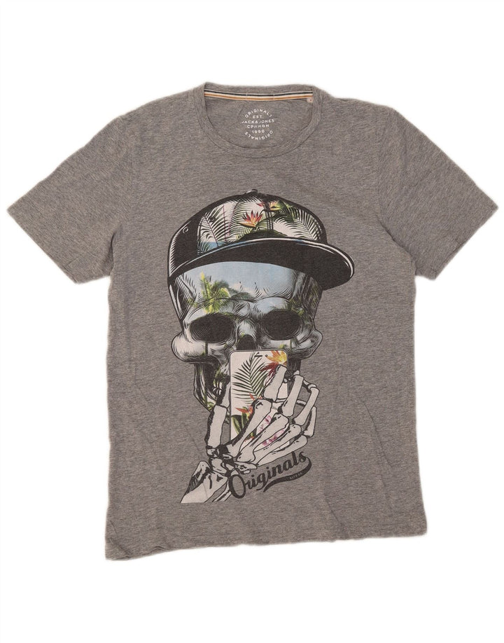 Ανδρικό γραφικό μπλουζάκι JACK & JONES Top Small Grey Flecked