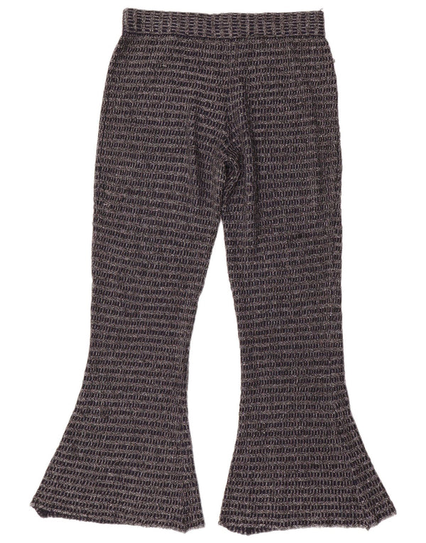 Zara Γυναικείο πλεκτό παντελόνι Flare Medium W30 L30 Navy Blue ριγέ πολυεστέρας