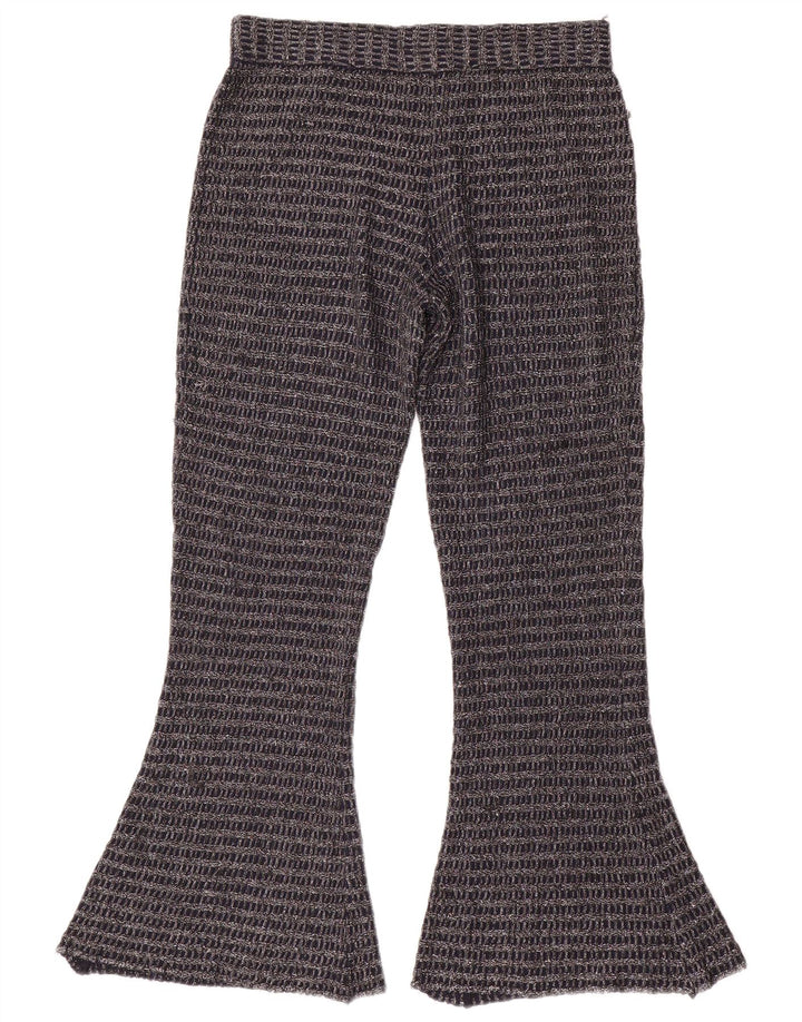 Zara Γυναικείο πλεκτό παντελόνι Flare Medium W30 L30 Navy Blue ριγέ πολυεστέρας