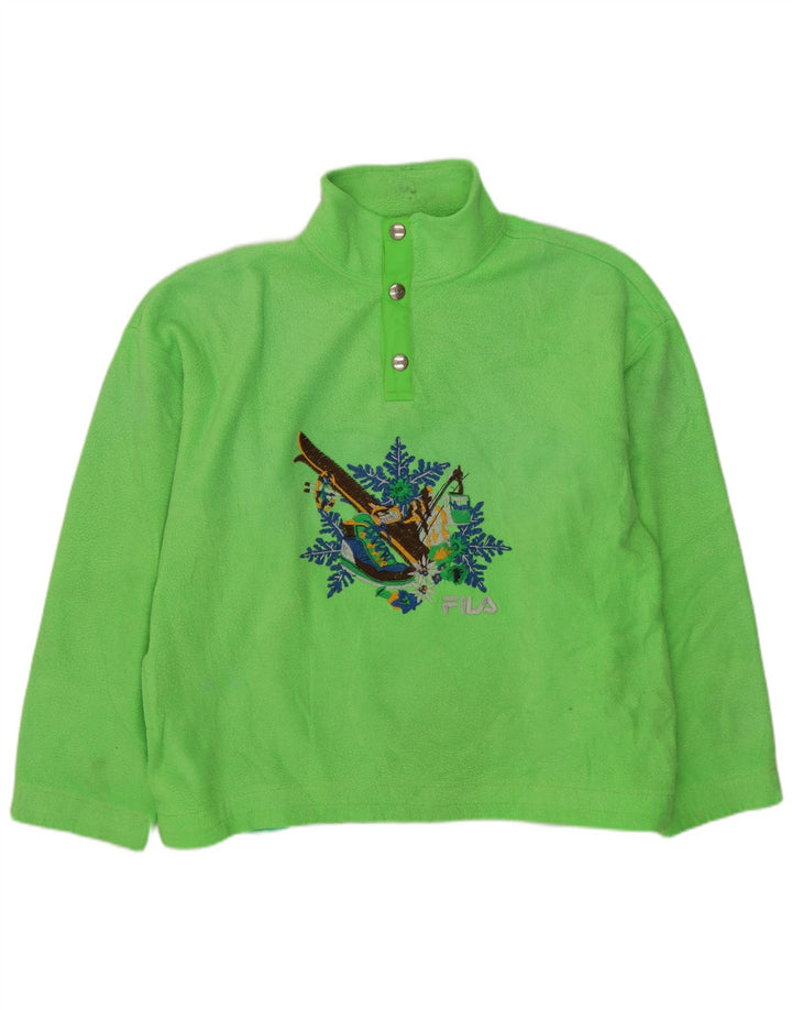 Ανδρικά FILA Loose Fit με γραφικό κουμπί λαιμό Fleece Jumper IT 46 Small Green