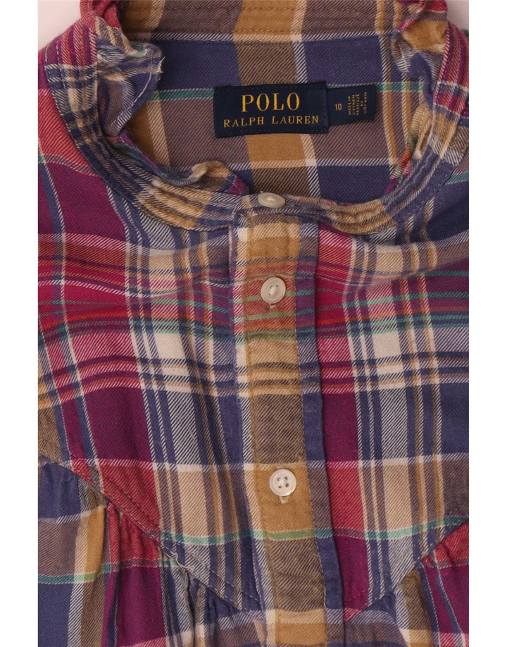 Πόλο Ralph Lauren γυναικείο μπλουζάκι μπροστινό βολάν US 10 μεγάλο πολύχρωμο τσεκ